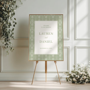 Salbeigrünes Vintage-Garten-Hochzeits-Willkommen Poster