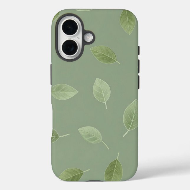 Salbeigrünes Wasserfarben-Blattmuster Case-Mate iPhone Hülle (Rückseite)