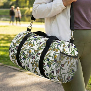 Salbeigrünes Wasserfarben-Landhaus-Olivenmuster Duffle Bag