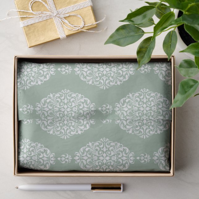 Salbeigrünes Wasserfarbmuster Seidenpapier (Geschenk)