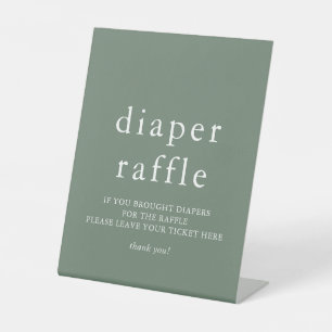Salbeigrünes Windel-Raffle-Schild für Baby Shower Sockelschild
