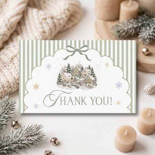 Salbeigrünes Winterdorf Weihnachten Baby Shower Begleitkarte