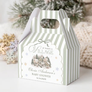 Salbeigrünes Winterdorf Weihnachten Baby Shower Geschenkschachtel