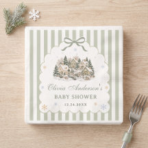 Salbeigrünes Winterdorf Weihnachten Baby Shower