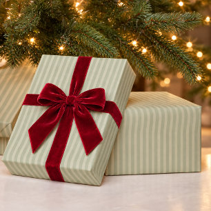 Salbeigrünes Zweifarbiges Streifenmuster Geschenkpapier