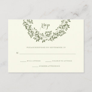 Salbeiund Elfenbeinrustikales botanisches Wreath RSVP Karte