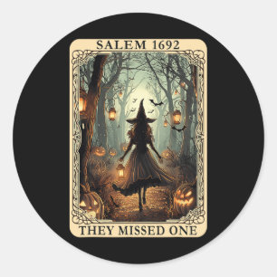Salem 1692 Halloween sie vermissten ein Tarot C Runder Aufkleber