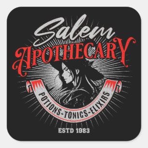 Salem Apotheke Vintage Hexe Quadratischer Aufkleber