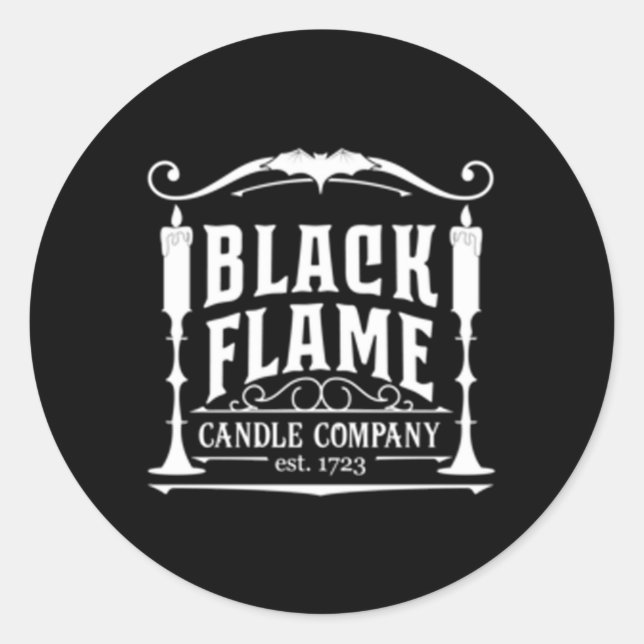 Salem Black Flame Candle Company Est 1723 Hallowee Runder Aufkleber (Vorderseite)