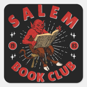 Salem Book Club Vintag Devil Quadratischer Aufkleber