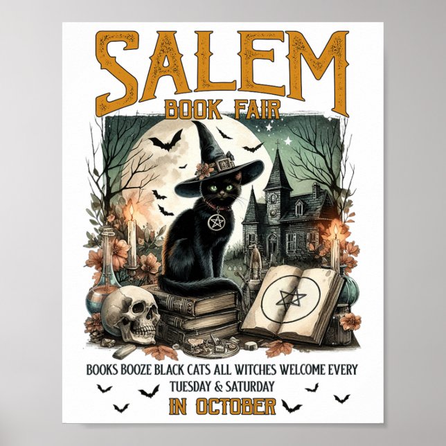 Salem Book Fair Funny Bookween Spooky Rea Poster (Vorne)