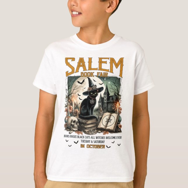 Salem Book Fair Funny Bookween Spooky Rea T-Shirt (Vorderseite)