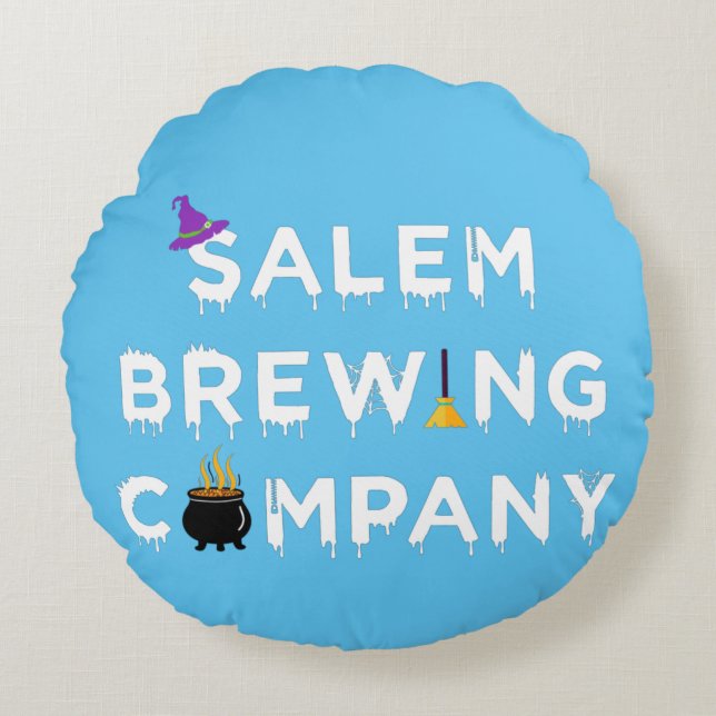Salem Brewing Company White Rundes Kissen (Vorderseite)