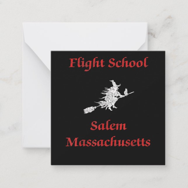 Salem Flight School Halloween Hexenkleidung Gesche Mitteilungskarte (Vorderseite)