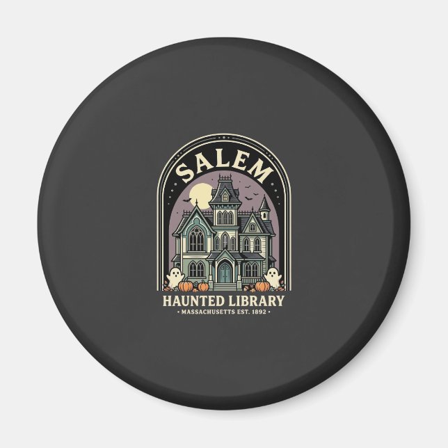 Salem Haunted Library Halloween Design_1 Magnet (Vorne)