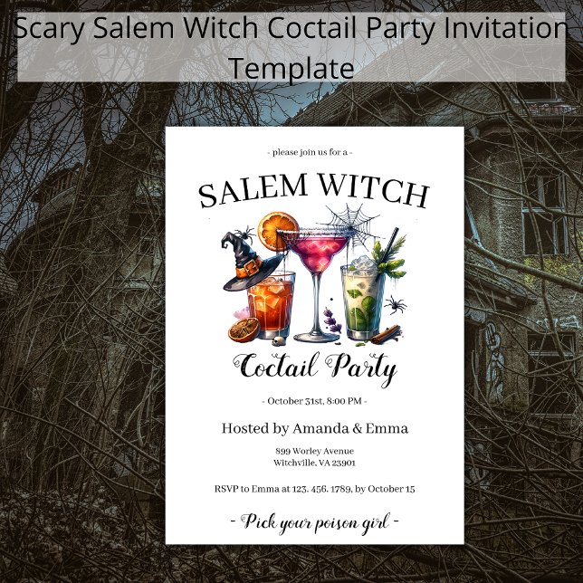 Salem Hexe Beängstigend Coctail Party Halloween Einladung (Von Creator hochgeladen)