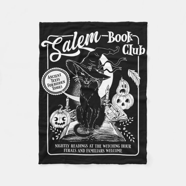 Salem Hexe Book Club Bookro Halloween Blac Fleecedecke (Vorderseite)