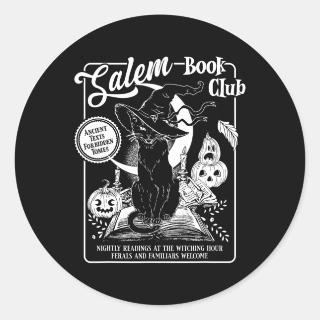 Salem Hexe Book Club Bookro Halloween Blac Runder Aufkleber (Vorderseite)