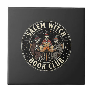 Salem Hexen Buchclub Halloween Skelett Design_1 Fliese