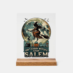 Salem Hexen-Shirt Vintage Gravur Gruseliger Humor Acrylschild