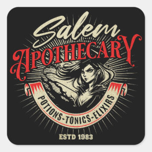 Salem Hexen Vintage Apotheke Quadratischer Aufkleber