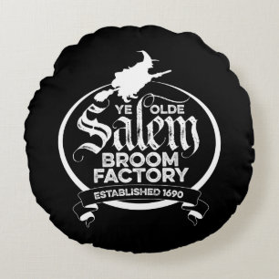 Salem Hexenbesenfabrik – lustige vintage gotische Rundes Kissen