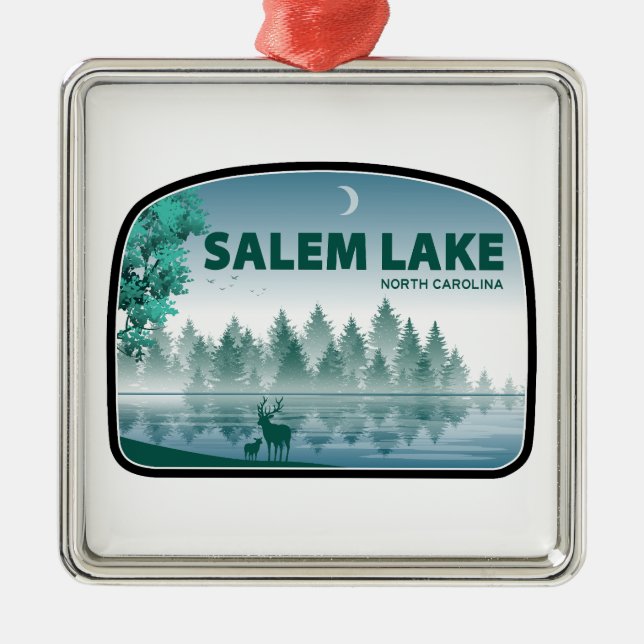 Salem Lake North Carolina Deer Ornament Aus Metall (Vorne)