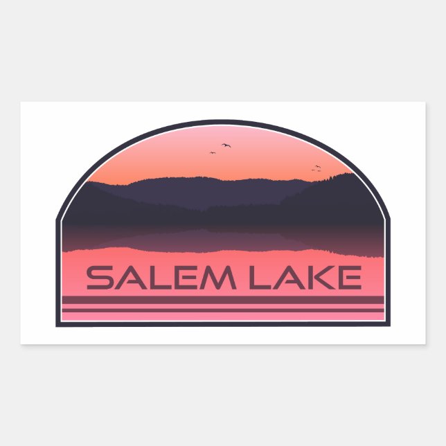 Salem Lake North Carolina Red Sunrise Rechteckiger Aufkleber (Vorderseite)