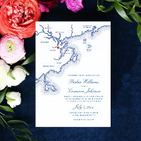 Salem MA North Shore Karte Elegant Navy Hochzeit