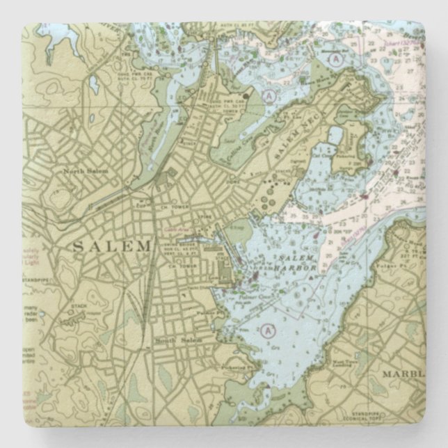 Salem Massachusetts Chart Steinuntersetzer (Vorderseite)