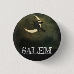 Salem Massachusetts Hexe über MondHalloween Button