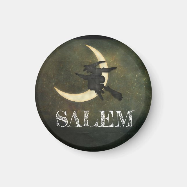 Salem Massachusetts Hexe über MondHalloween Magnet (Vorne)