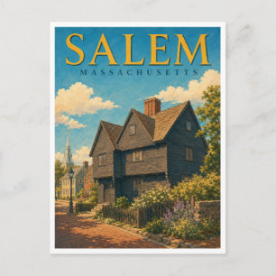 Salem Massachusetts Hexenhaus GeoSaga Postkarte