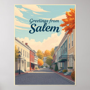 Salem Massachusetts Historische Architektur Vintag Poster