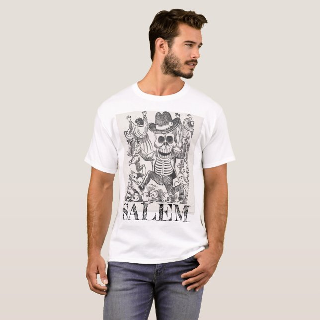 Salem Massachusetts Occult Skull T-Shirt, Männer T-Shirt (Vorne ganz)