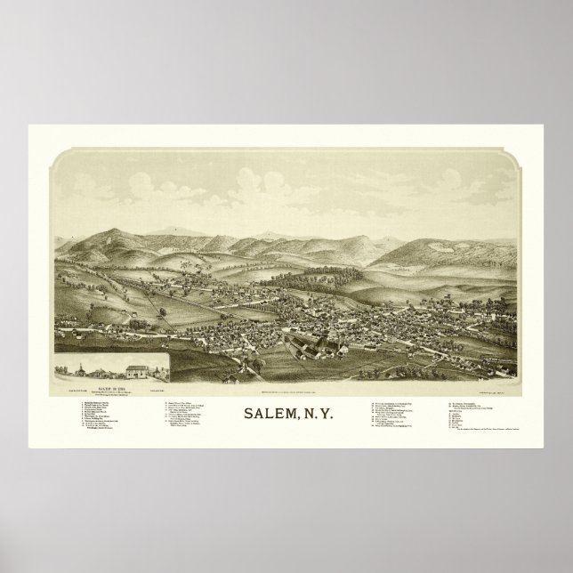 Salem, NY Panoramic Map - 1889 Poster (Vorne)