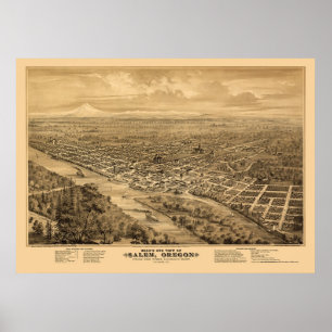 Salem, OR Panoramablick - 1876 Poster