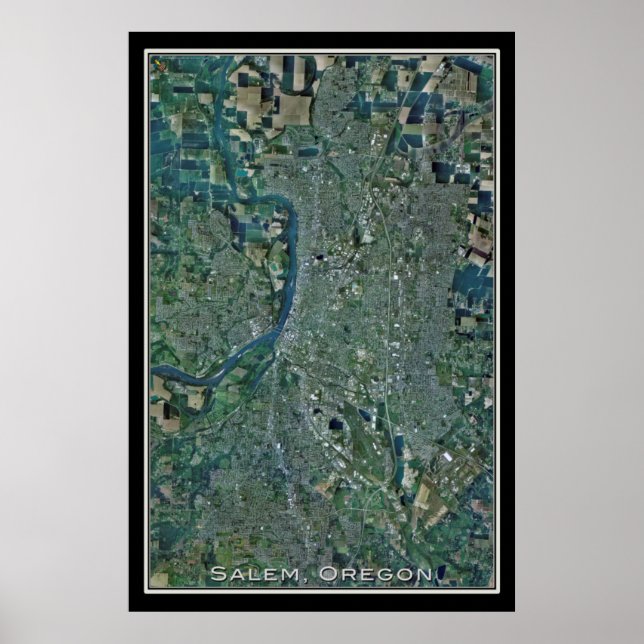 Salem Oregon Satellite Poster Karte (Vorne)