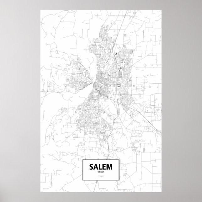 Salem, Oregon (schwarz auf weiß) Poster (Vorne)