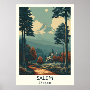 Salem Oregon Vintage Hauptstadt Forest Travel Poster