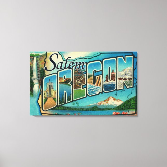 Salem, OregonLarge Letter ScenesSalem, OR Leinwanddruck (Vorderseite)