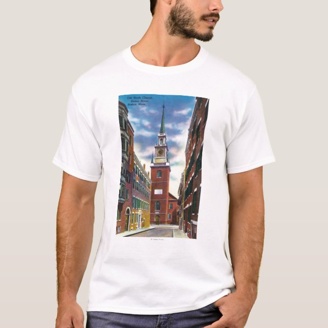 Salem-Straßen-Ansicht der alten Nordkirche Gbd T-Shirt (Vorderseite)