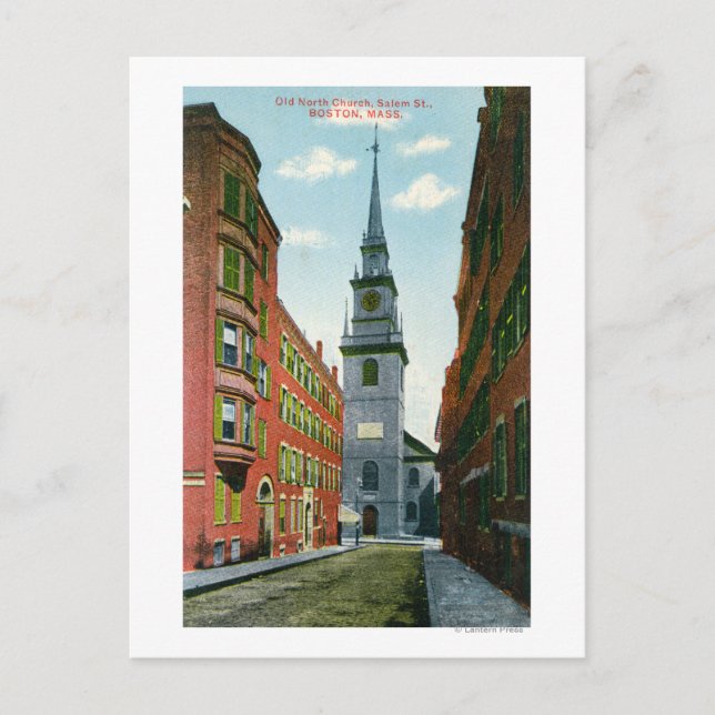 Salem Street View Old North Church Bldg # 2 Postkarte (Vorderseite)