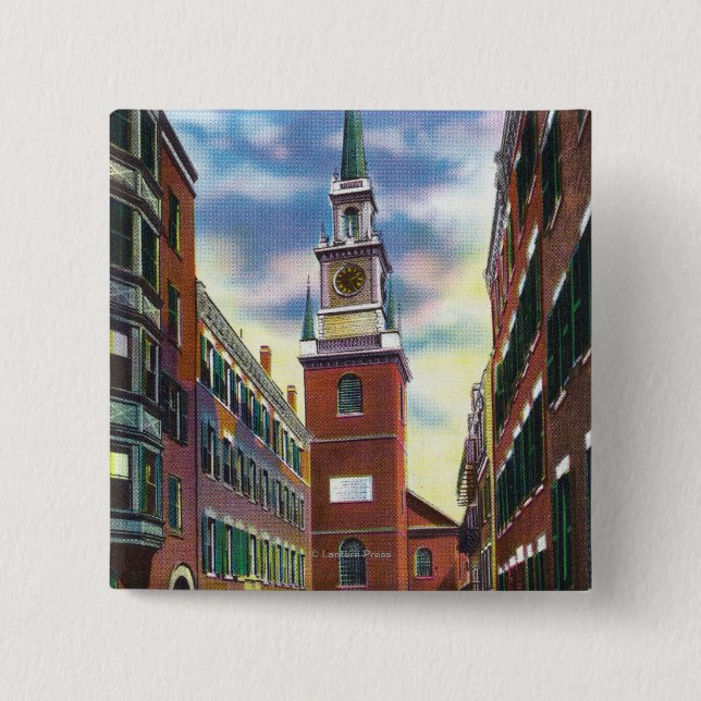 Salem Street View Old North Church Bldg Button (Vorderseite)