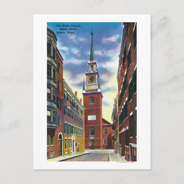 Salem Street View Old North Church Bldg Postkarte (Vorderseite)