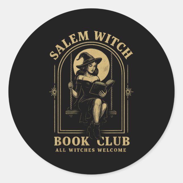 Salem Witch Book Club Bookish Halloween Full Moon  Runder Aufkleber (Vorderseite)