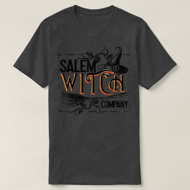 Salem Witch Hat Company Broom Candy Bag Pumpkin Ha T-Shirt (Design vorne)