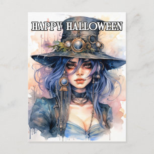 Salem Witch Illustration   Frohe Halloween Postkarte