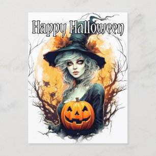 Salem Witch Illustration - glückliches Halloween Postkarte