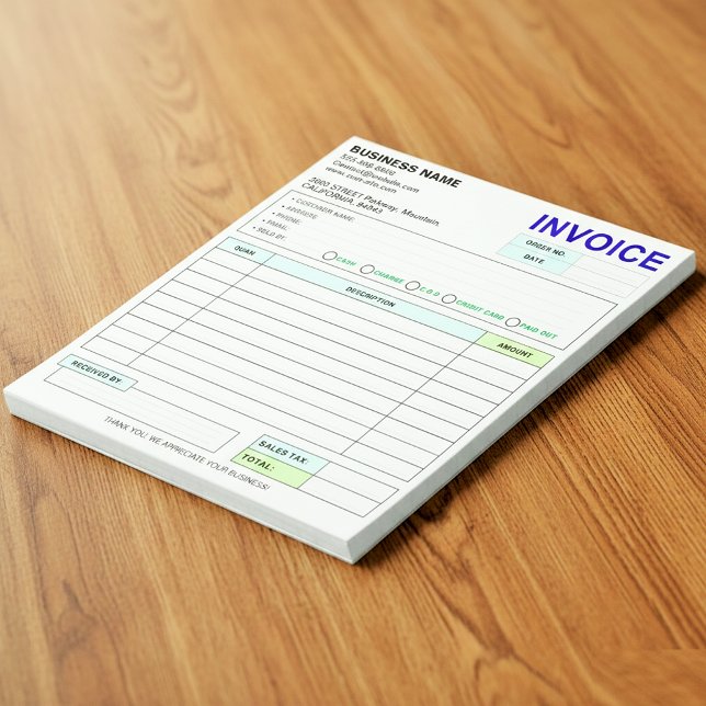 Sales Invoice Receipt | Company / Business Name Notizblock (Custom Duplicate Sales Invoice Receipt Books)